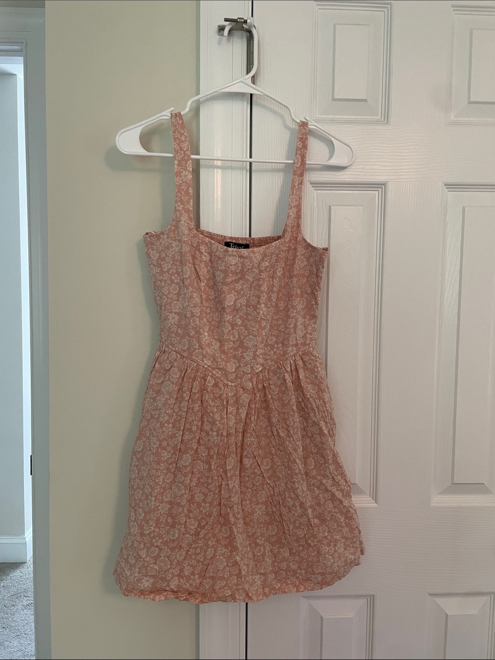 Trixxi Rose Pink Floral Square-Neck Mini Dress